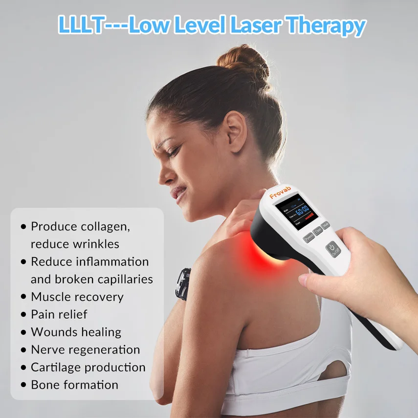 Frovab 880mW 650nmx16+808nmx4 Cold Laser for Knee Pain Red Infrared Light Therapy LLLT Device for Pain Relief Wound Healing