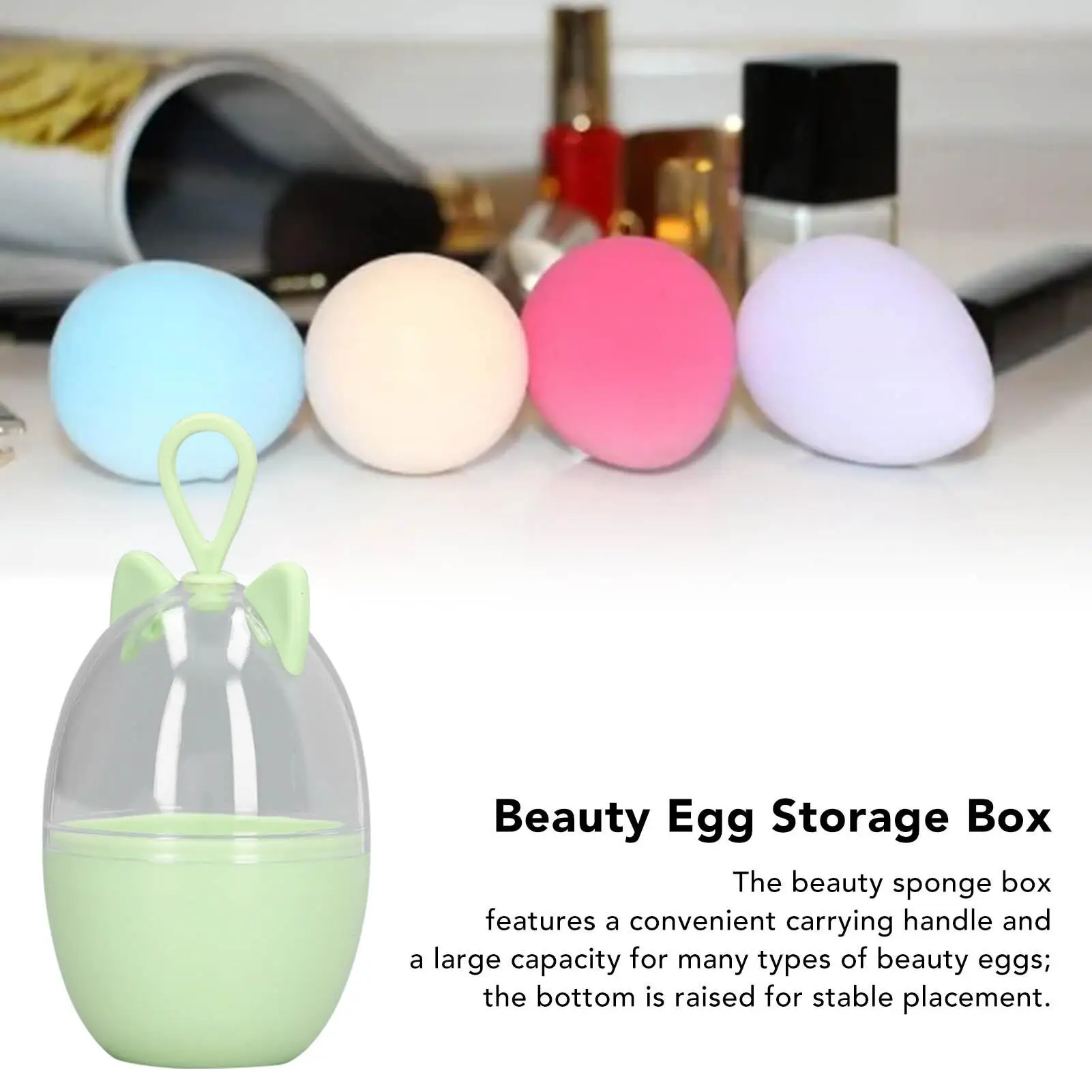 Portable Cartoon Makeup Sponge Holder - Clear Case with Hanging Hole for jewelry