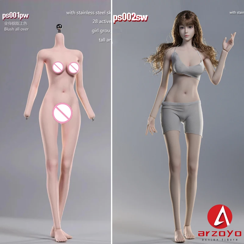 

Puzzletoys ps001 ps002 1/6 Liquid Silicone Rubber Seamless Female Body 12'' Super Flexible Middle Breast Action Figure
