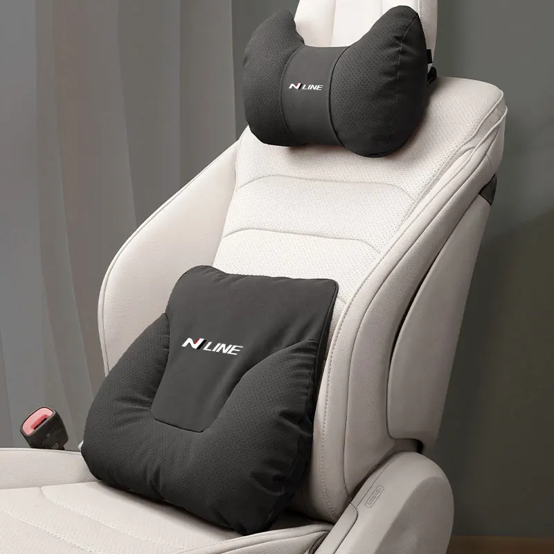

1Pcs Car Seat Headrest Waist Rest Neck Pillow Auto Logo Interior For Hyundai I30 I20 I10 Creta Matrix Bayon Venue Veloster Ioniq