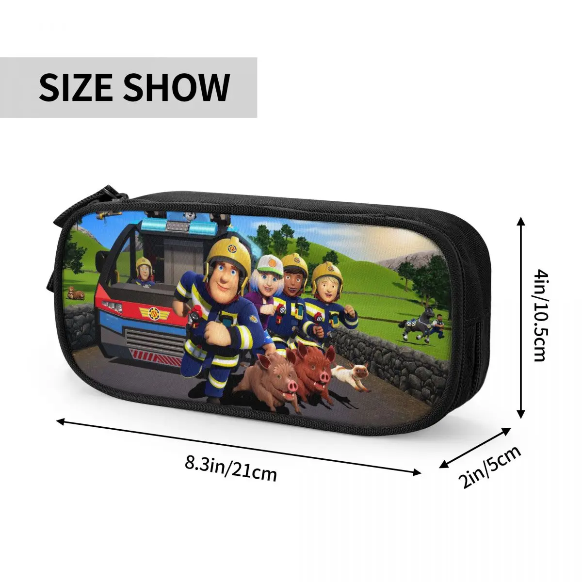 حافظات أقلام رجل الإطفاء سام، حقائب أقلام رجل الإطفاء الممتعة للفتيات والأولاد ذات سعة كبيرة، حقيبة أقلام رصاص بسحاب للمدرسة