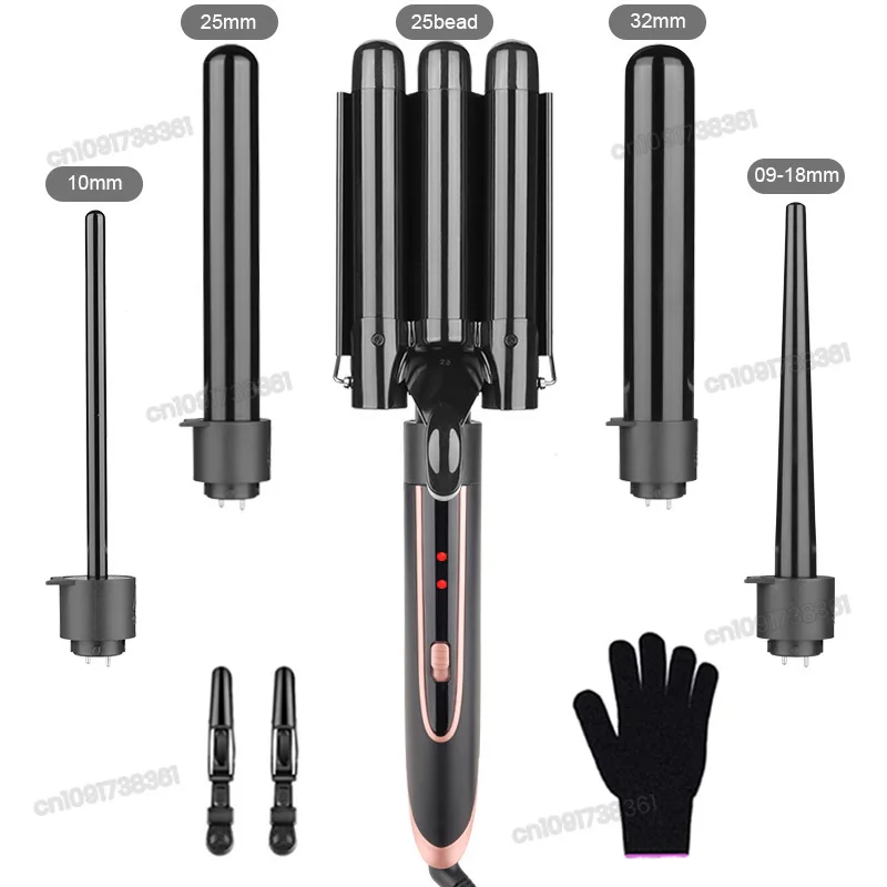 Multifunctional Head Changer Curling Iron LED Display 5 in 1 Tube Changer Curling Iron