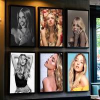 Actor S-Sydney Sweeney Poster Self-adhesive Art Waterproof Paper Sticker Coffee House Bar Dorm Room Wall Decor