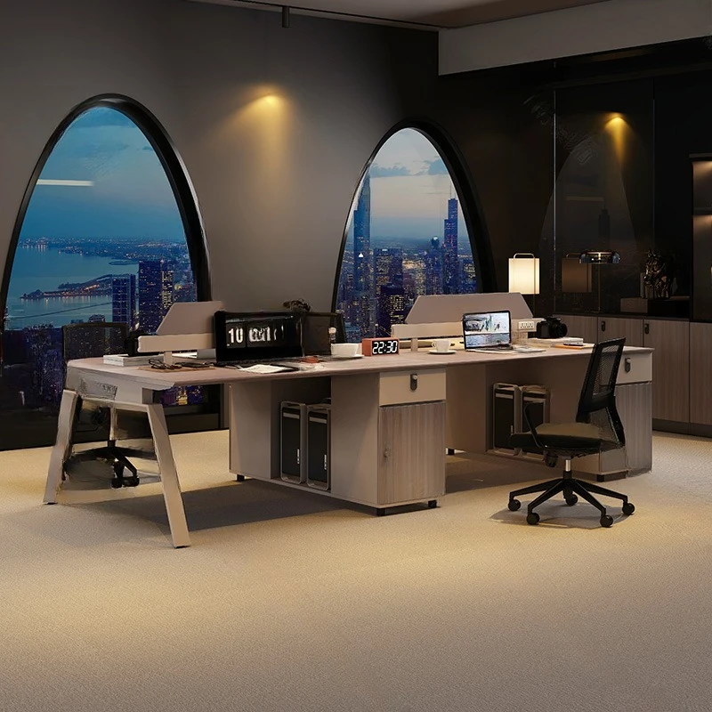 

Staff office desk and chair combination, simple and modernbooth, four or six-person, screen workstation computer