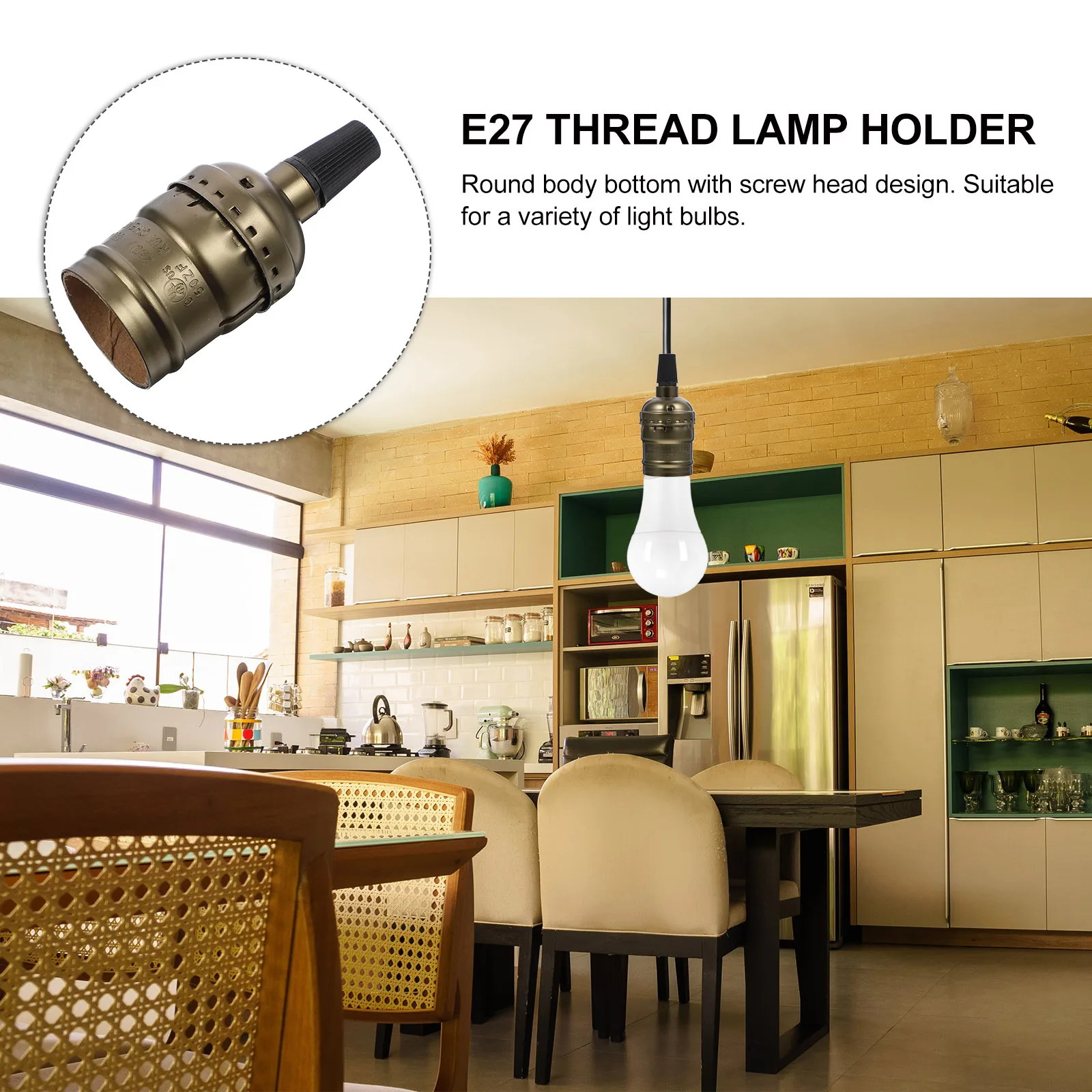 

2 Pcs E27 Chandelier Lamp Holder Light Socket Ceiling Pendant Lightbulb Sockets Thread
