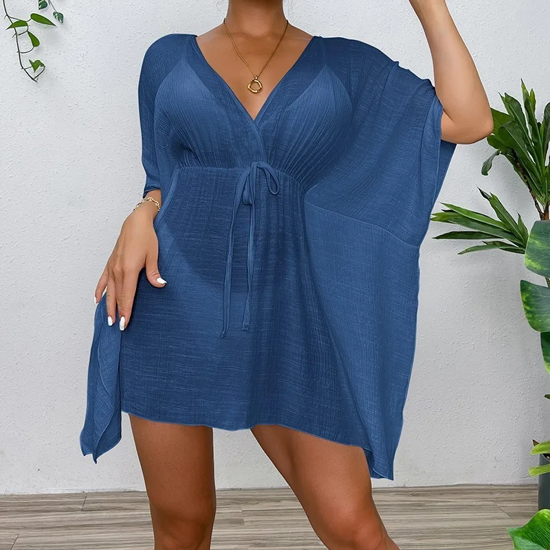 Summer Beachy Cover Up BIKINI Women Beach Dress Cover-Ups Swimsuit Fashion Loose Solid Beachwear Bathing Suit