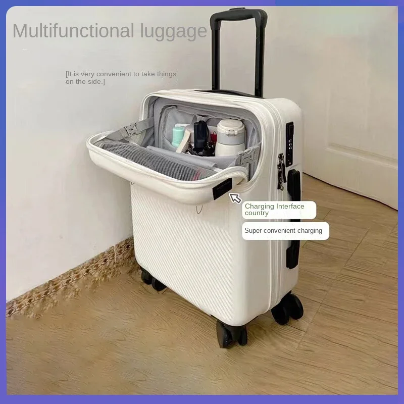 Imagem -04 - Multifuncional Front Opening Rolling Bagagem Bolsa de Viagem com Rodas Leve Usb Trolley Suitcase 20 Novo