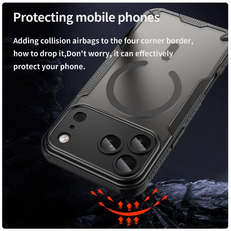 Matte Translucent Magnetic Case for Magsafe IPhone Air 17 16 15 14 13 11 Pro Max Plus 12 Mini 17Pro Mac Safe Armor Phone Cover