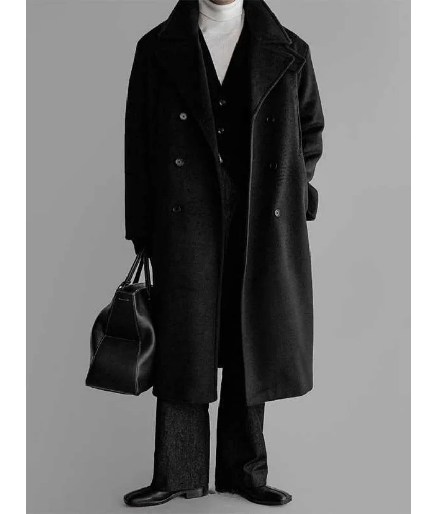 

Высококачественный мужской плащ, темпераментная черная двубортная мужская одежда средней длины на осень и зиму. Вечерние платья