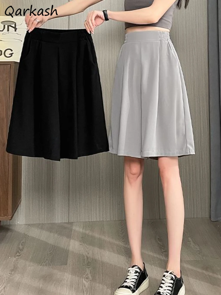 

Wide Leg Pants Women Loose Summer Thin High Waist Casual Korean Style Elegant Simple All-match Trousers Harajuku Pockets Unisex
