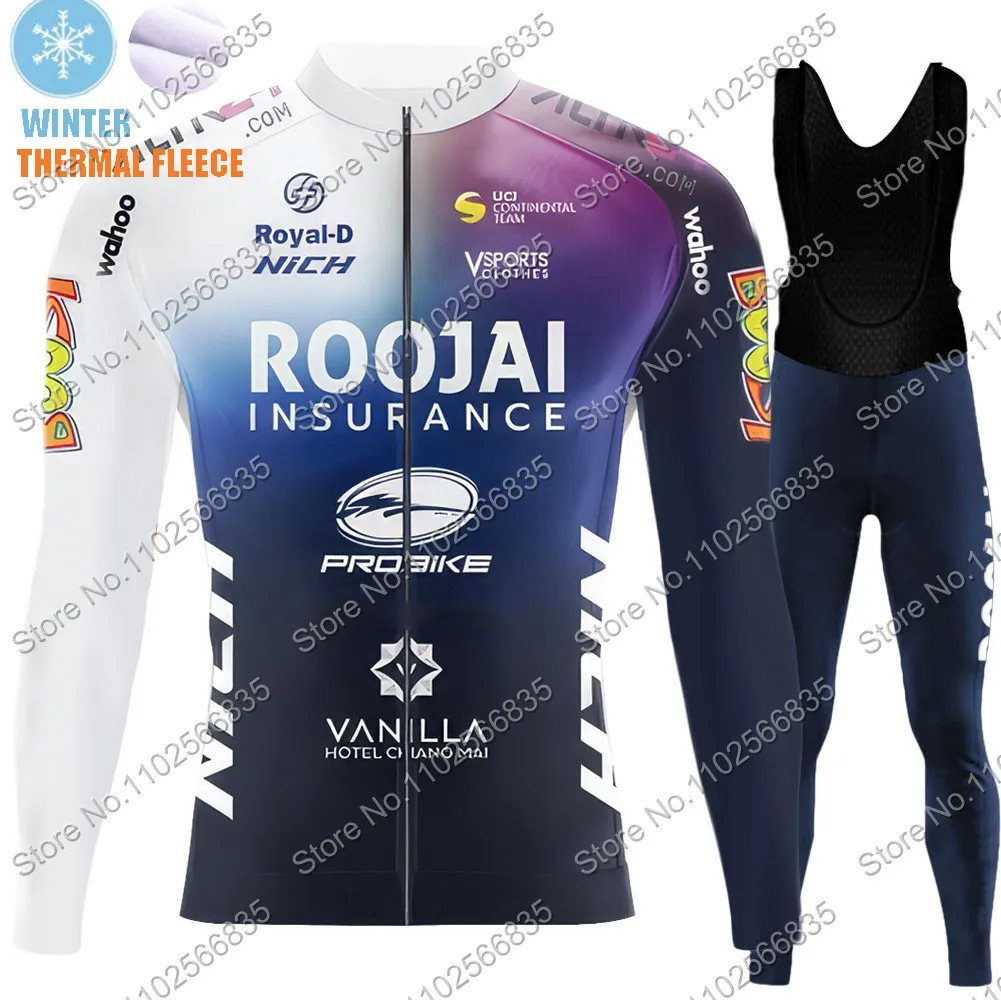 Team Roojai Insurance 2024 Cycling Jersey Set Men Long Sleeve Cycling Clothing Suit MTB Bike Road Pants Bib Maillot