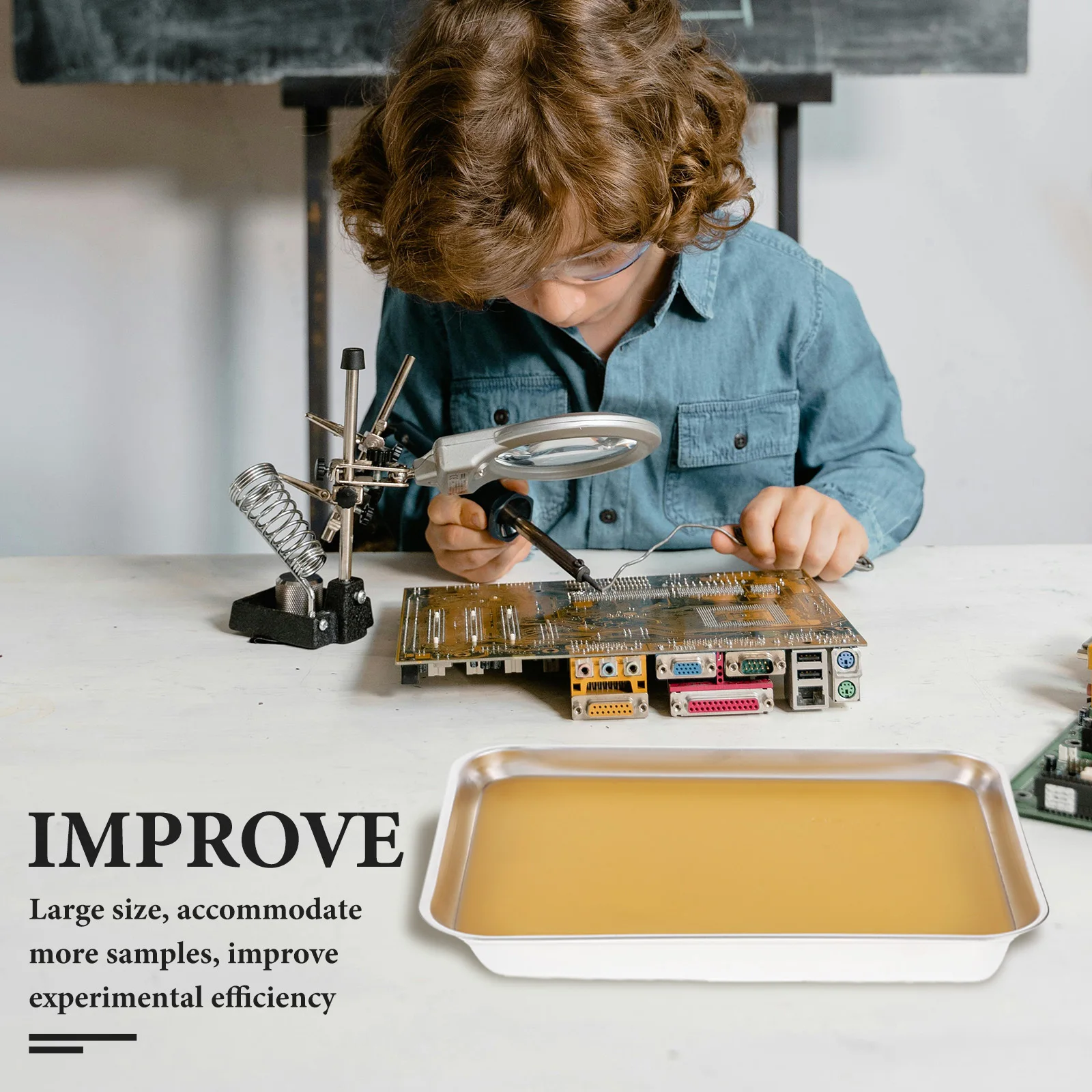 

Stainless Steel Dissection Tray Wax Lined Durable Metal Construction Easy Maintenance Secure Specimen Placement