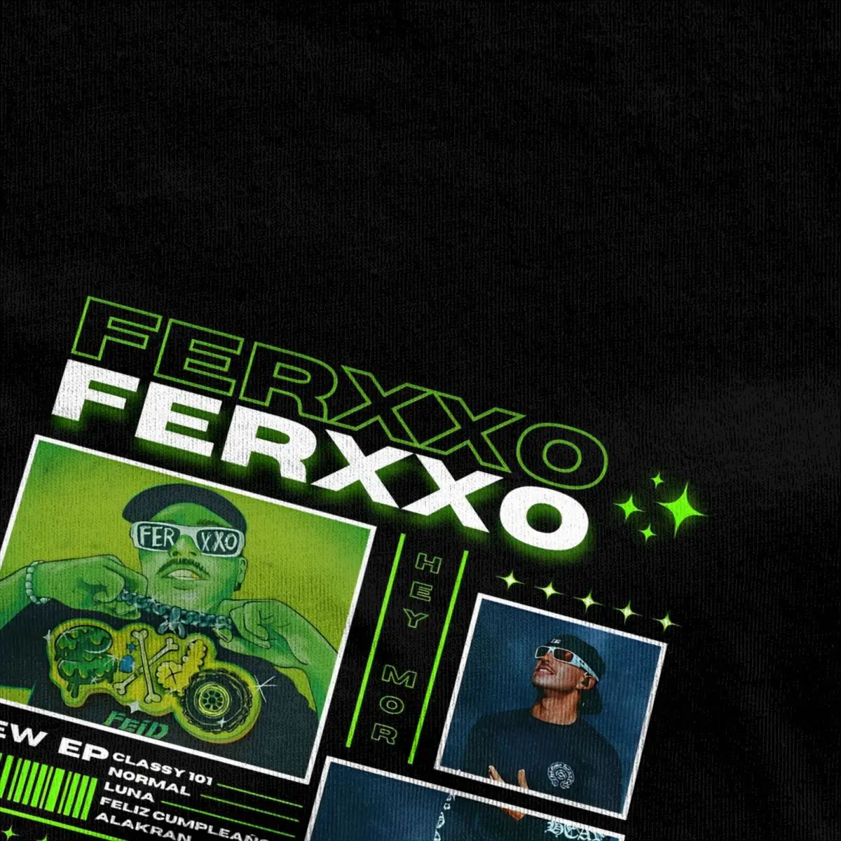 남녀공용 패션 Feid Ferxxo 음악 앨범 티 티셔츠, 순수 가수 투어 코튼 티셔츠 의류