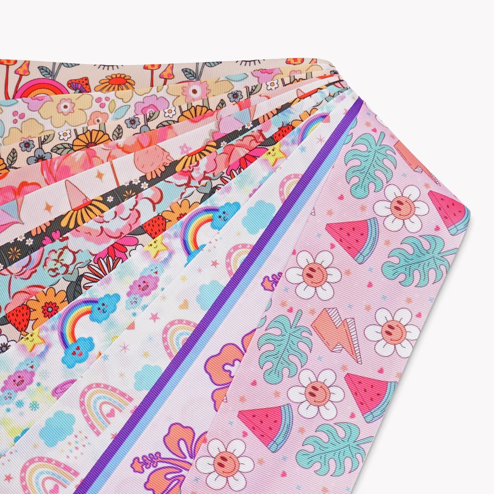 5 Yards Flower Printed Grosgrain Satin Ribbons For Bows DIY Craft Decoration Packaging Supplies. 77837