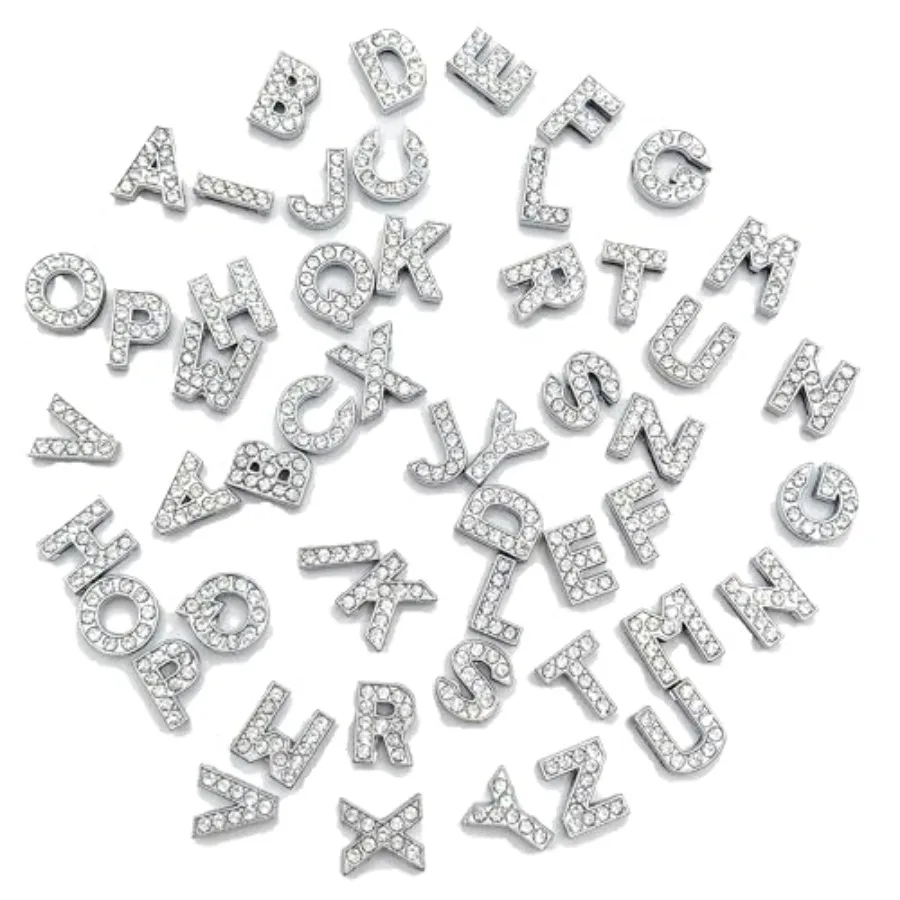 

52 шт., подвески в виде букв со стразами для изготовления ювелирных изделий, сверкающие подвески с алфавитом, многофункциональные для чехла для телефона/кроватки, шнурка для обуви/браслета