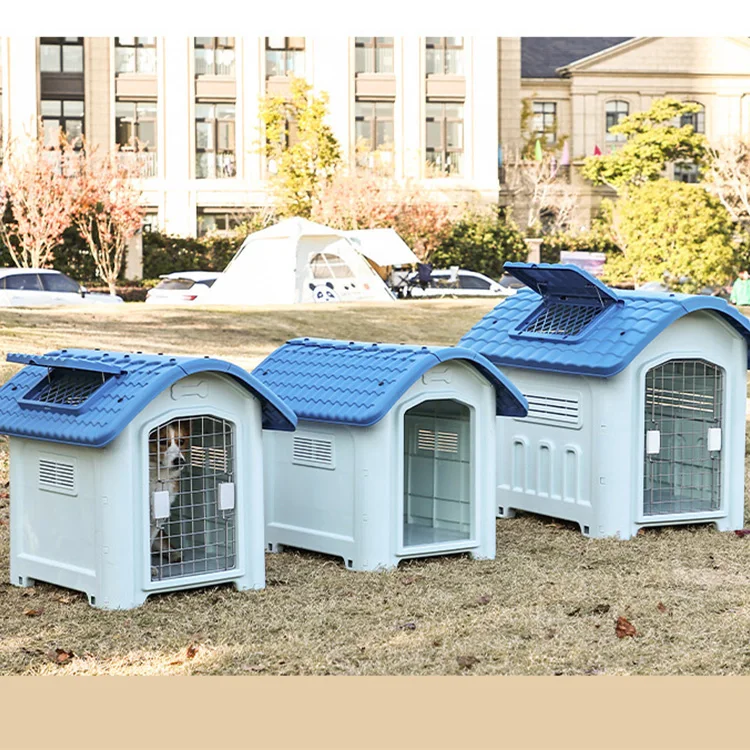 Outdoor Dog Cage with Removable Weatherproof Foldable Plastic Tray Eco-friendly Easy Assembly Collapsible Dog House for Dogs