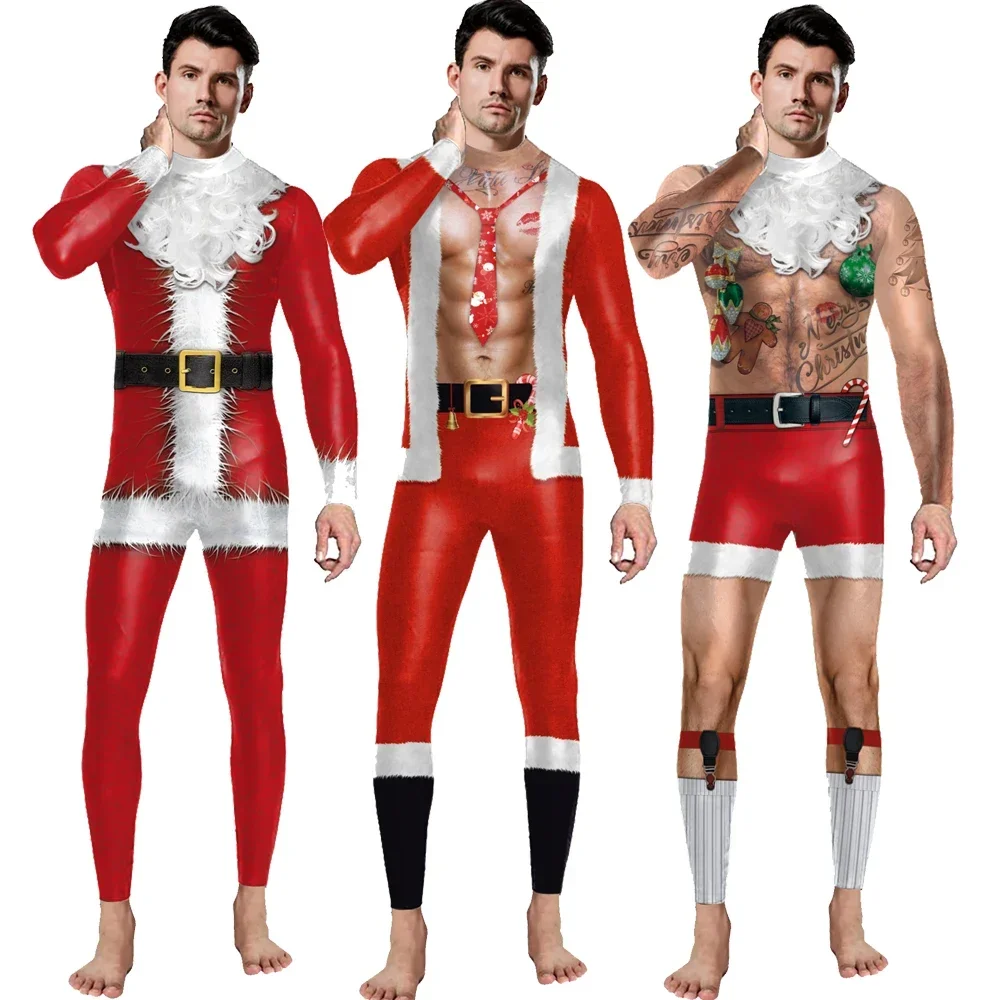 Weihnachten Overall Santa Claus Kostüm Frauen Männer Schneeflocken 3D Druck Overalls Rot Festival Weihnachten Party Bodys Dress Up