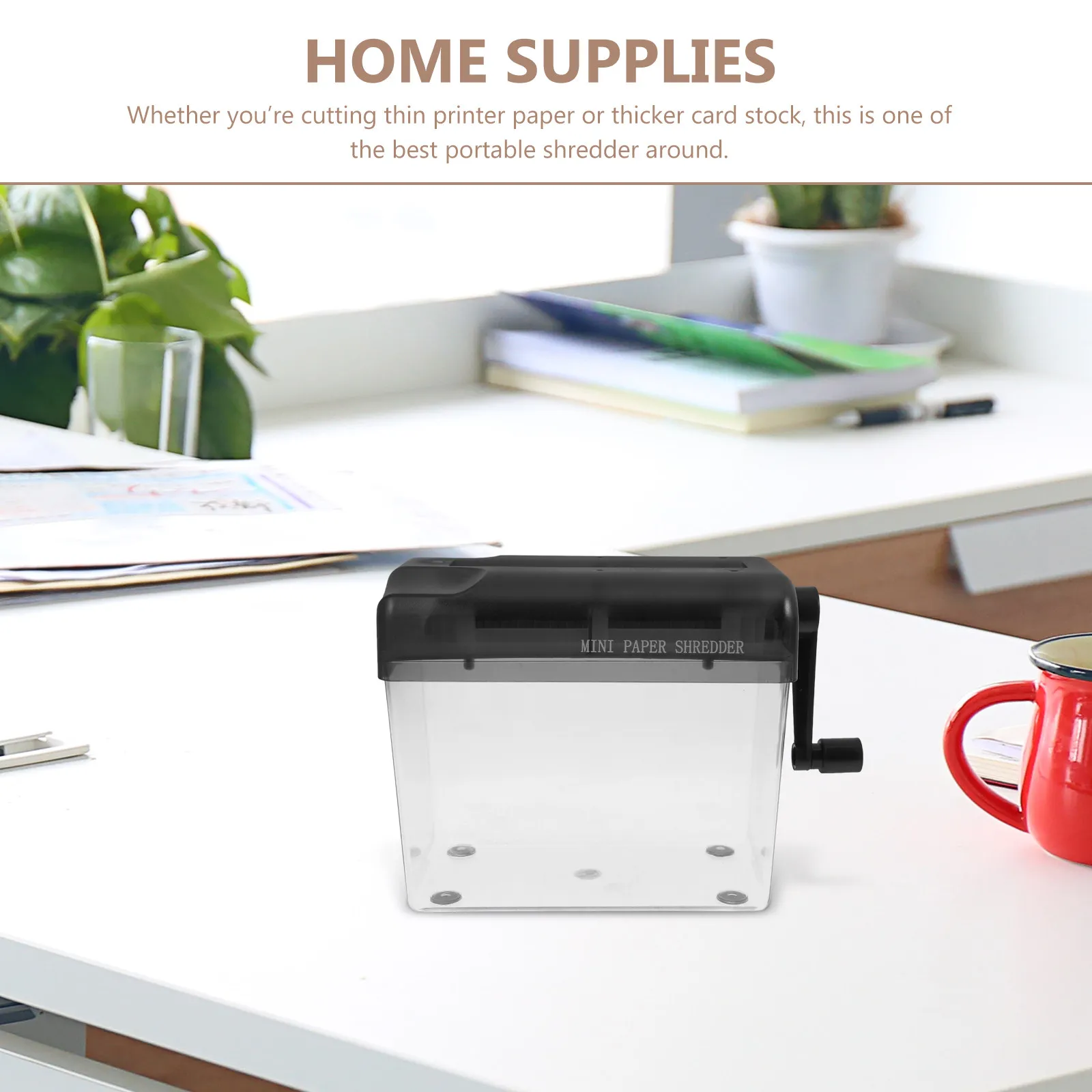 Portable Hand Crank Shredder for Paper Documents Bills Receipts Craft Strips Wear Resistant Desktop Small Shredder Household Use