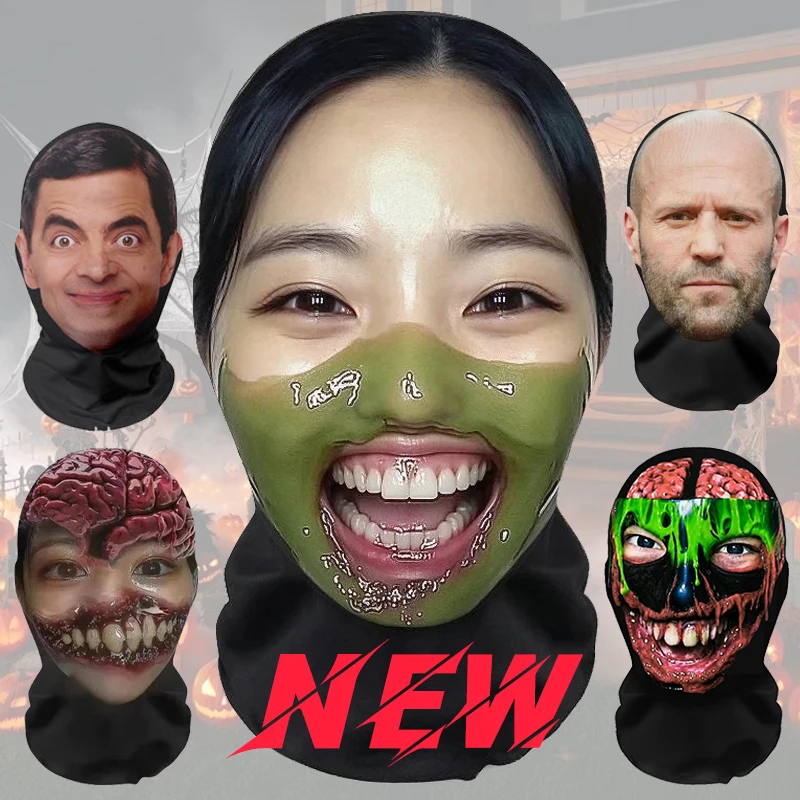 Halloween Funny Balaclava Mask 3D Printed Creative Cosplay Role Costumes Celebrity Realistic Face Masks Headgear Party Supplies