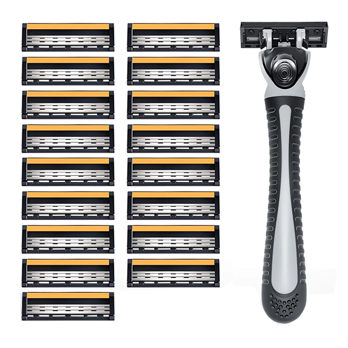 1 Handle 18 Blades Men Razor For Shave Triple Blades Stainless Steel Blade Refills Replaceable Beard Razor