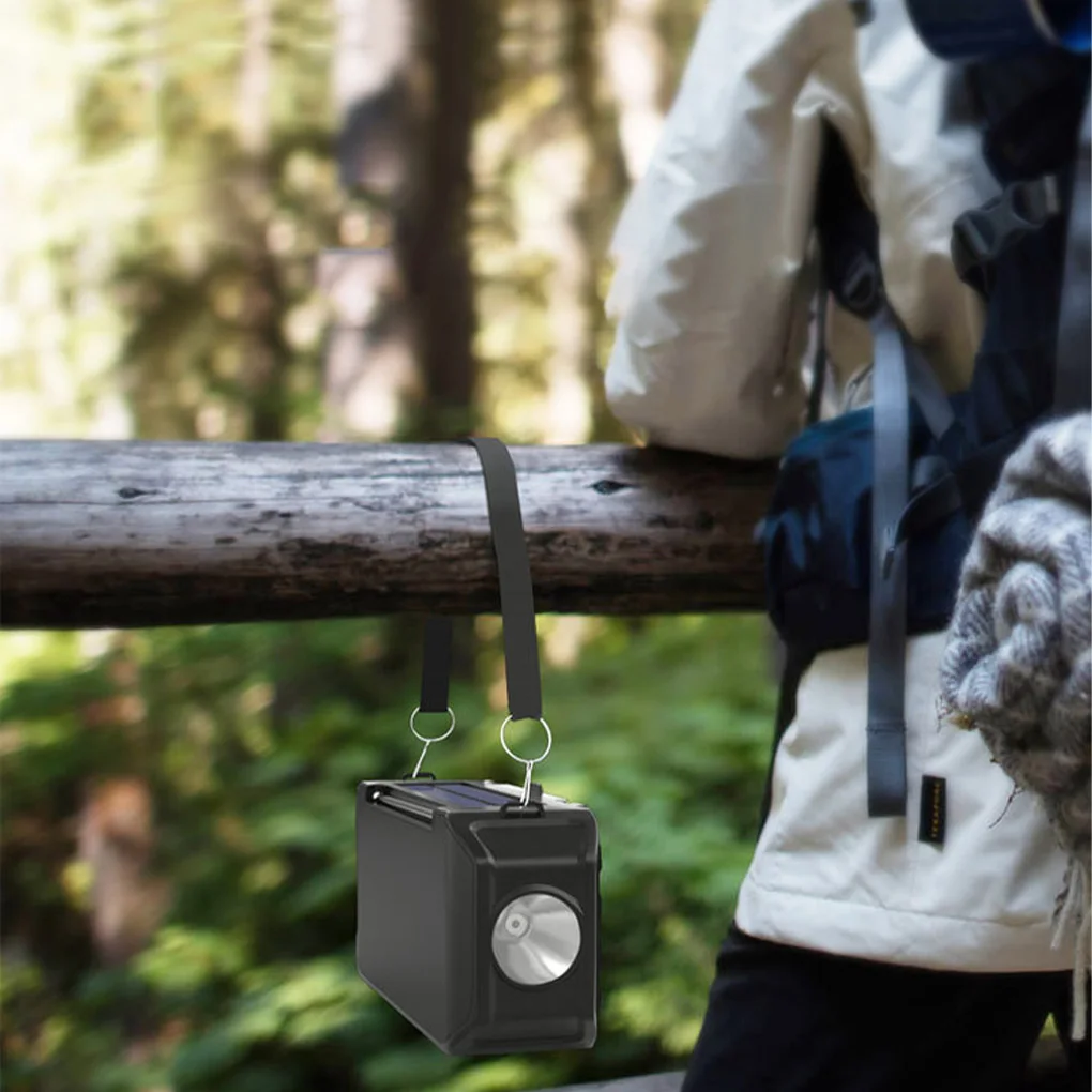 Wireless Portable Speaker Bluetooth-compatible Solar Rechargeable Outdoor Emergency Flashlight Loudspeaker Radio Blue
