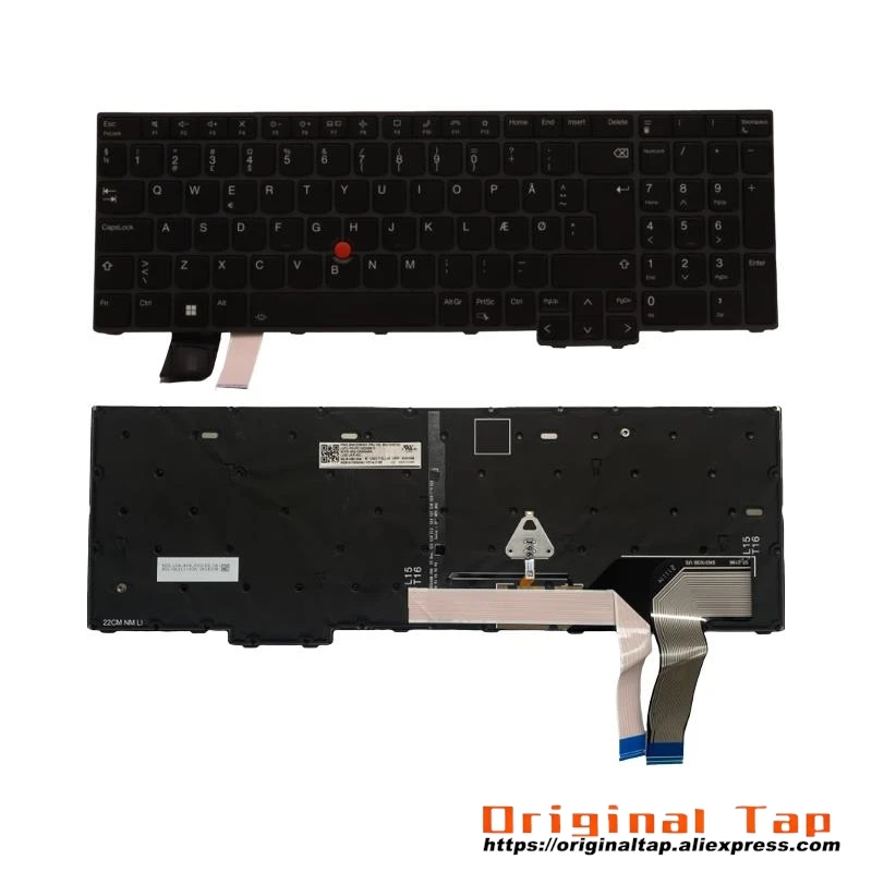 DK Danish Backlit Keyboard for Lenovo Thinkpad L15 Gen 3 T16 P16s Gen 1 5N21D93620 5N21D93694 5N21D93768