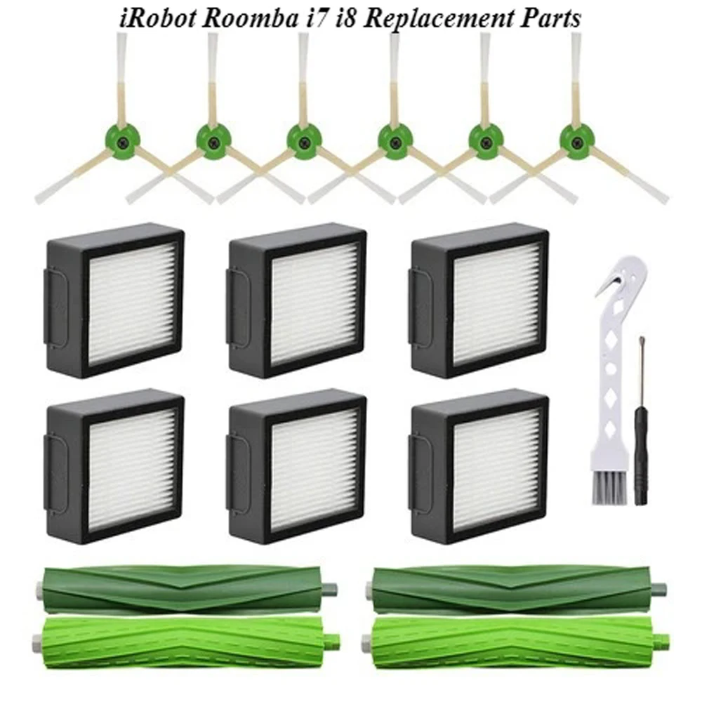 

iRobot Roomba i7 i8 Replacement Parts – Premium HEPA Filter + Tangle-Free Brush Roller – Extra Durable for i7+/i8+/E5 Models