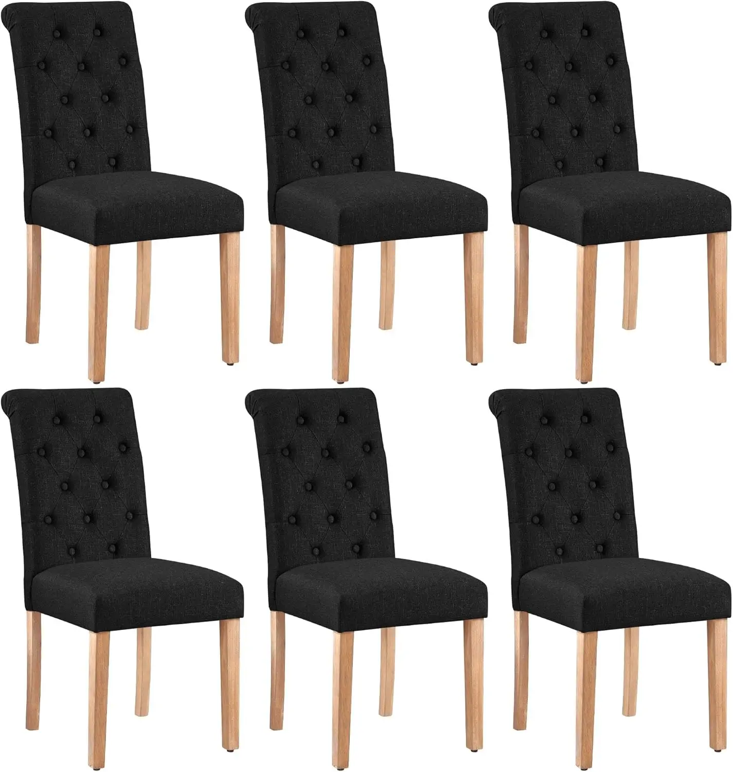 Tufted Dining Chairs Set of 6 Parsons Kitchen Chairs Stylish Dining Room Chair Upholstered Fabric Chairs with Solid