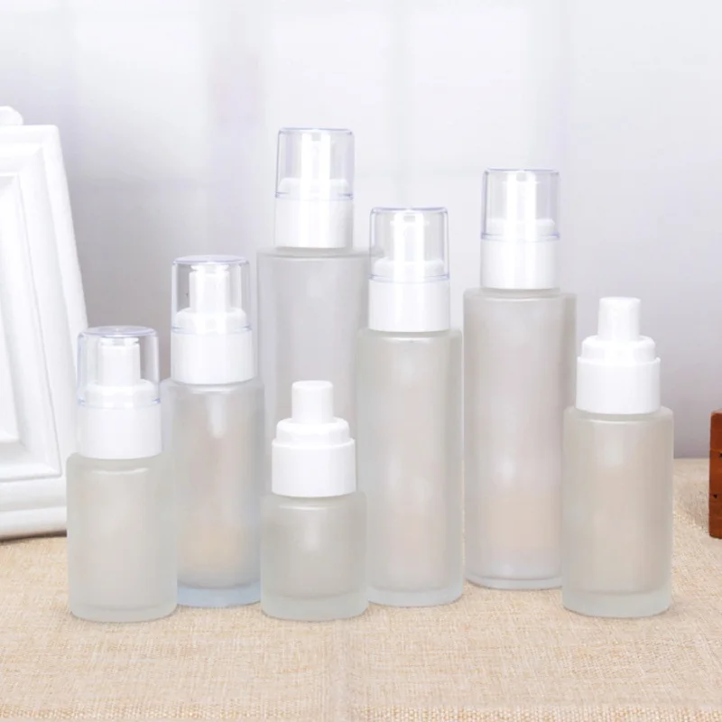 

20ML 60ML 80ML 120ML Frosted Glass Pump Bottles Empty Bamboo Spray Atomizer Cap Alcohol Disinfection Makeup Nail Remover Vials