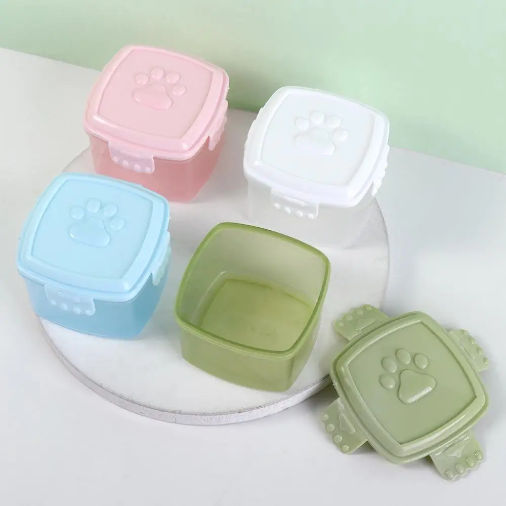 

Mini Plastic Sauce Box Cat Paw Pattern Lid Round/square Crisper Box Sealed Salad Dressing Containers Outdoor