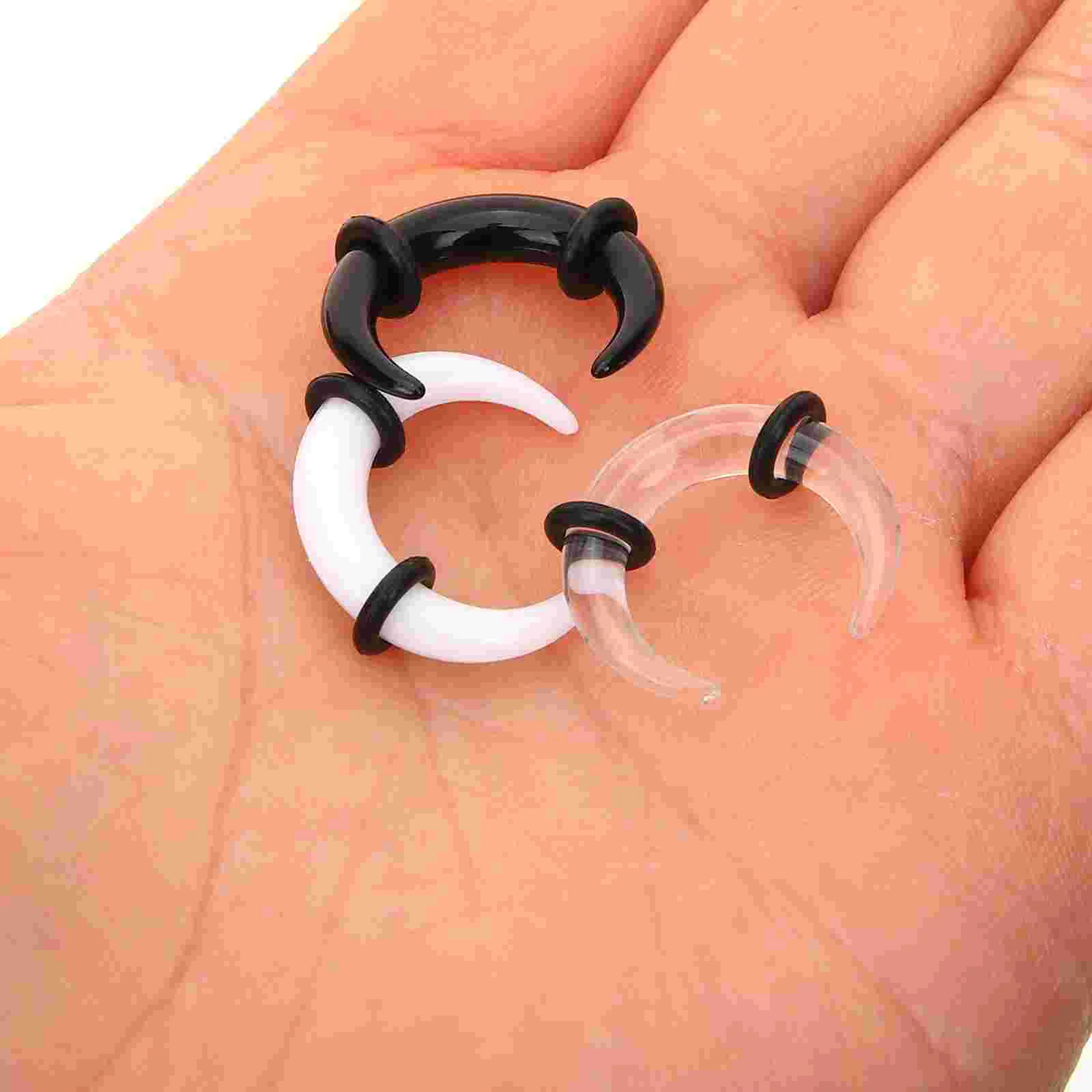 15pcs Acrylic Ear Expander Nose Septum Jewelry Black White Transparent 1.6mm 2mm 2.5mm 3mm 4mm Safe Skin for Night