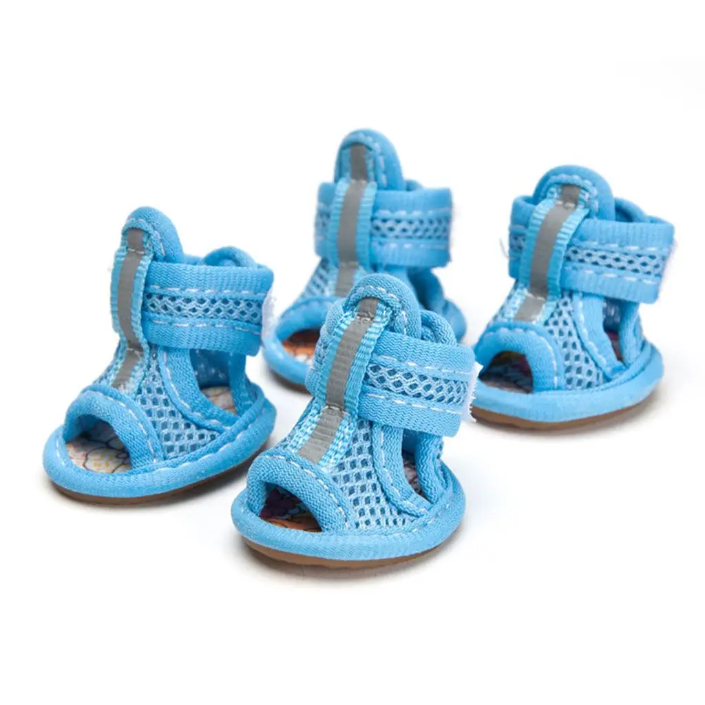 

4pcs/pack Anti-slip Outdoor with Reflective Strap Spring Summer Wear Breathable Puppy Shoes Pet Supplies Pet Sandals Dog Shoes
