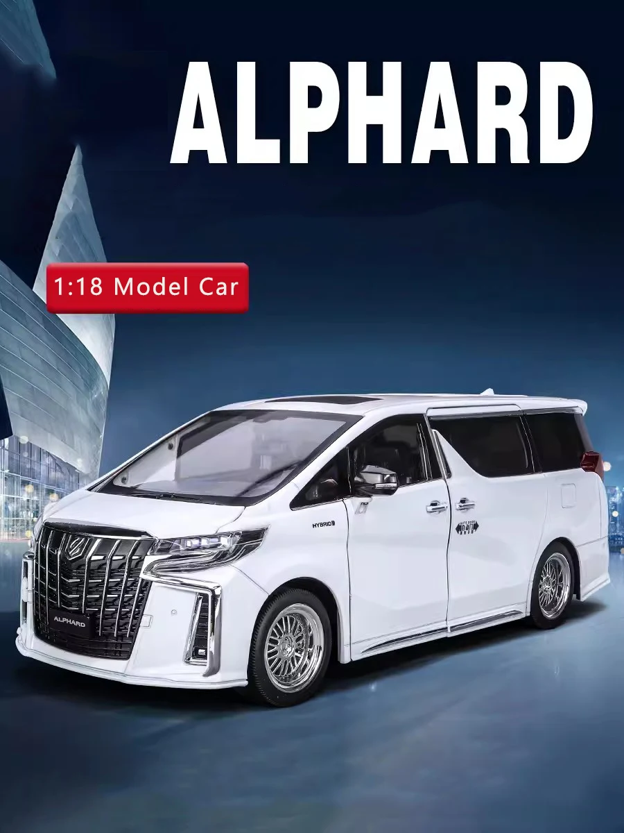 

Модель автомобиля Alphard из сплава в масштабе 1:18, имитация звука и фоторяда, металлическая Игрушечная машина Mpv, бизнес-машина для мальчиков, коллекционные украшения, подарок