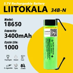 1-40pcs LiitoKala 34B-N 100%  Original NCR18650B 3.7v 18650 3400mAh Lithium Rechargeable Battery Flashlight battery+DIY Nickel