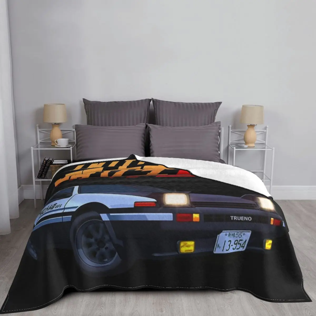 Initial D Mountain Drift Racing Tandem AE86 Throws Blankets Collage Flannel Ultra-Soft Warm Picnic Blanket Bedspread