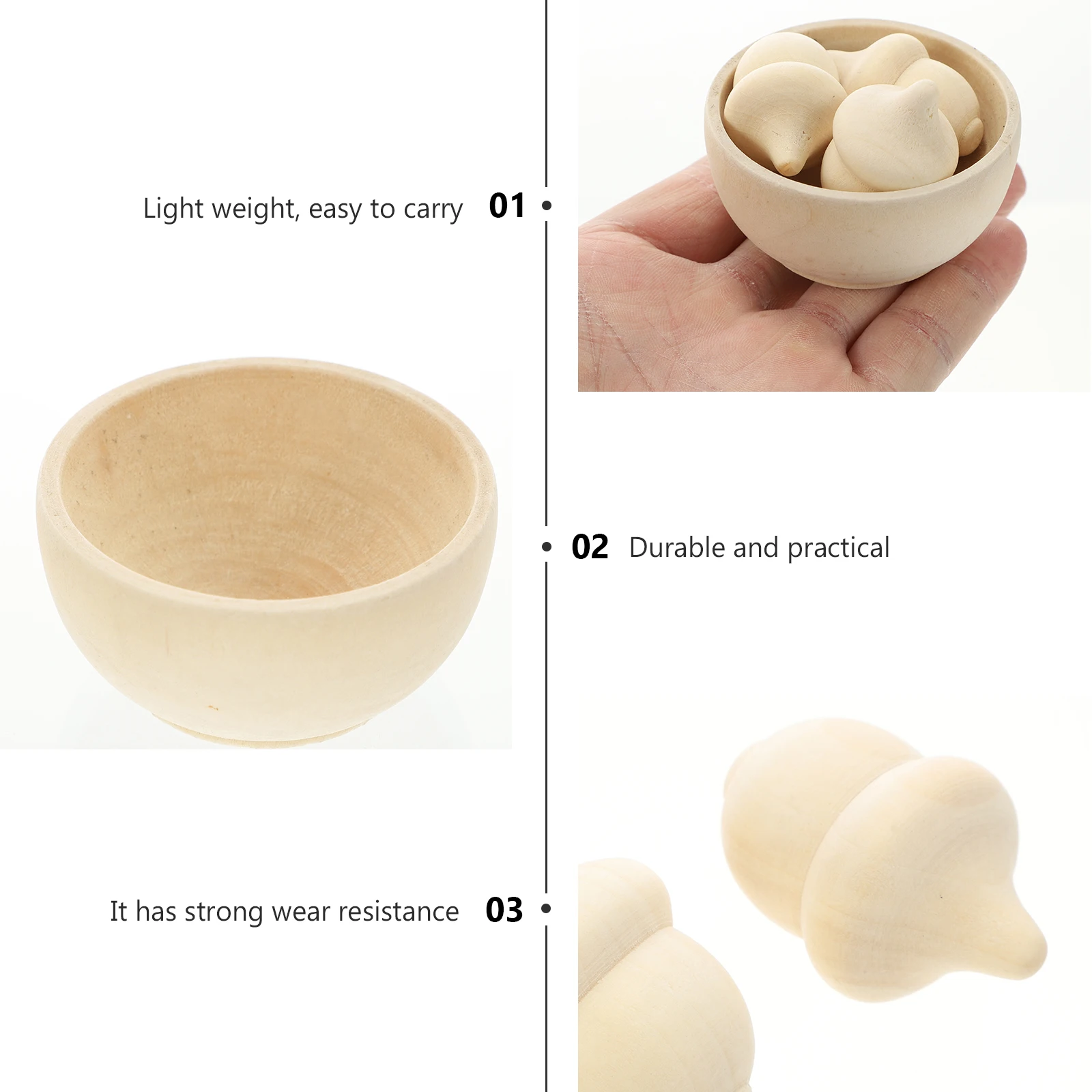 

20 Pcs Wood Acorn Kit Safe DIY Counting Sorting Toy Montessori Home School Fall Decor Wedding Favors Unfinished Craft