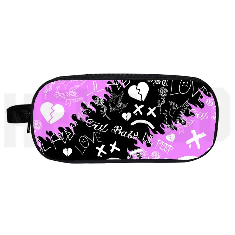 Anime Rapper Lil Peep Pencil Case Large Canvas Make Up Bag Cosmetic Cases 3D Trend Lil Peep Back To School Supplies Cosmetic Bag