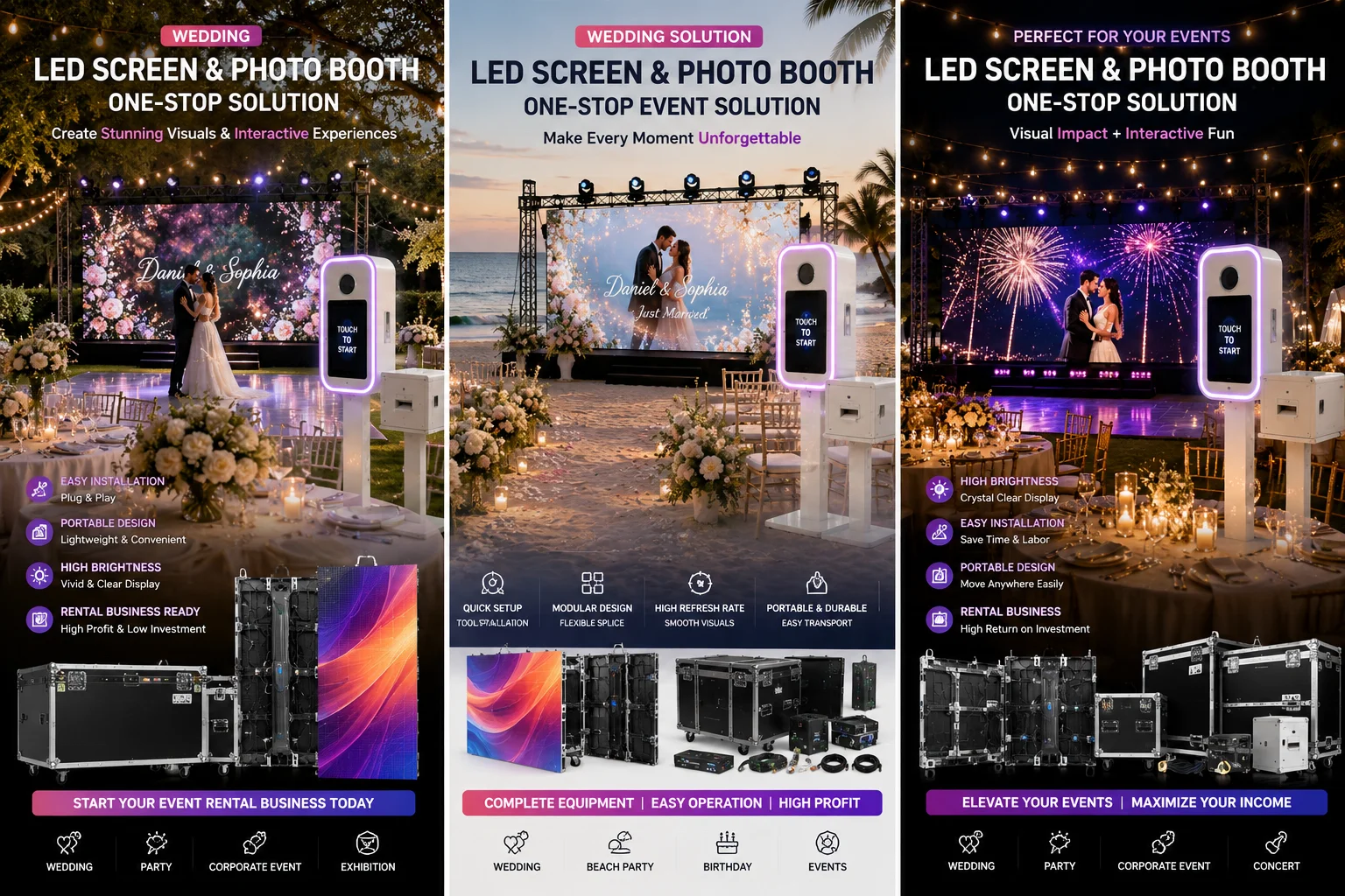 LED DJ Booth for Wedding Events Portable Folding DJ Table LED Screen Display IP65 Waterproof Sunlight Readable 5-Year Warranty view 2