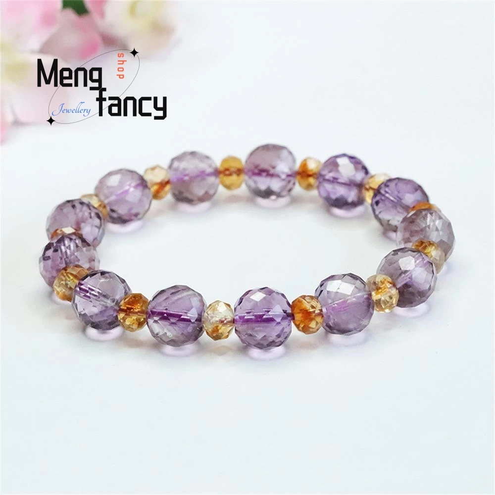 

Natural Amethyst Faceted Beads Strand Citrine Exquisite Elegant Bracelet Luxury Fashion Jewellery Wedding Souvenir Holiday Gifts