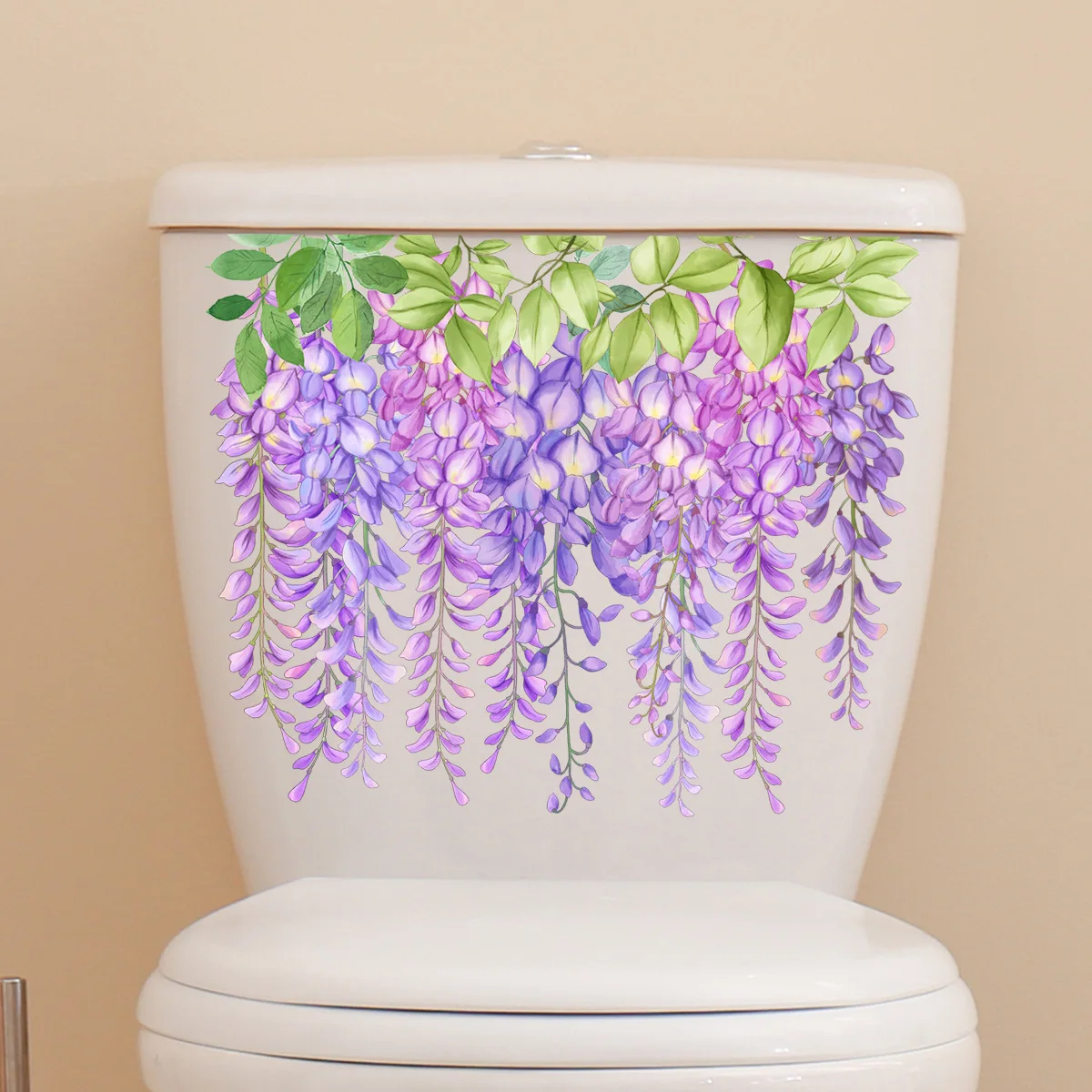 25*30cm Purple Flower Wisteria Vine Wall Stickers Living Room Bedroom Bathroom Toilet Lid Printing Decorative Stickers Ms6321