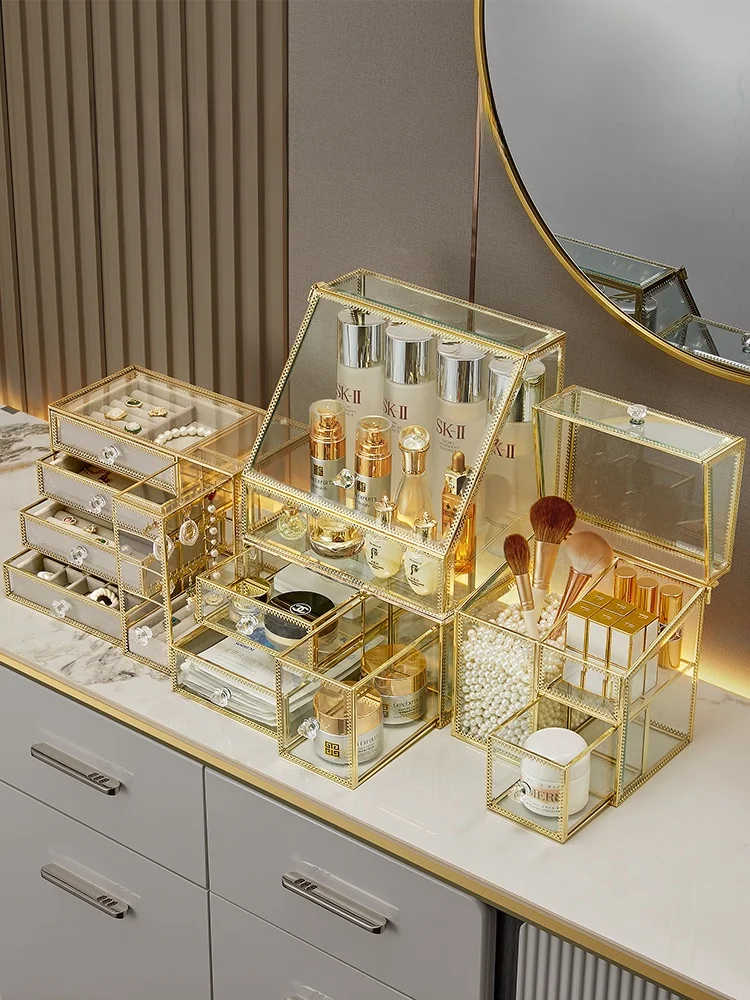 

Акриловая коробка для хранения косметики, пылезащитный прозрачный органайзер для масок, настольный батоном эльфийский прямоугольный пластиковый закрывающийся роскошный...