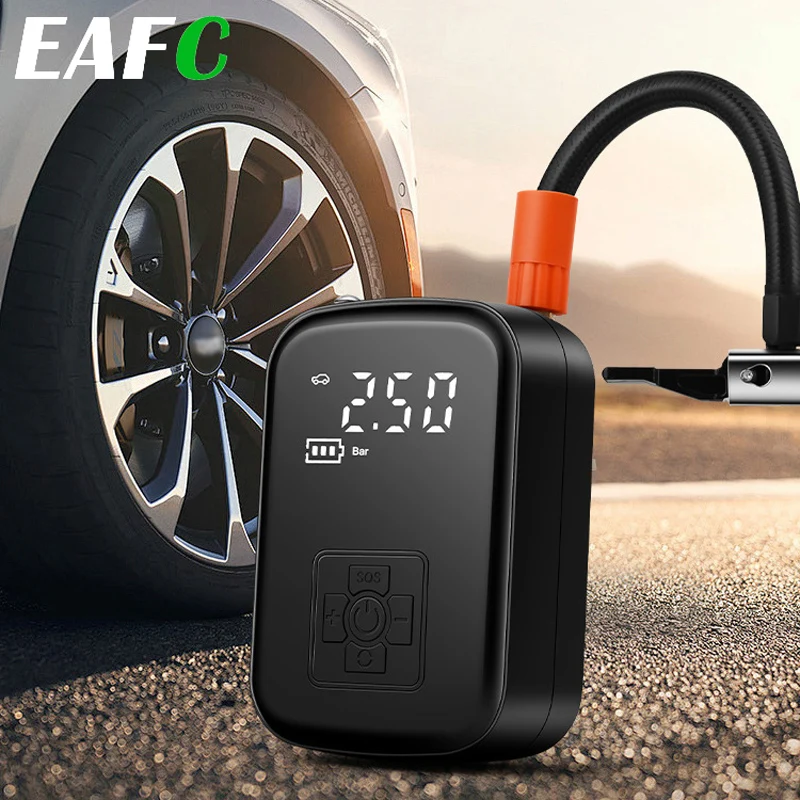 Bomba de aire con pantalla Digital, compresor de aire portátil, luz LED, inflado de neumáticos inalámbrico para coche, motocicleta, barco, bolas de neumáticos