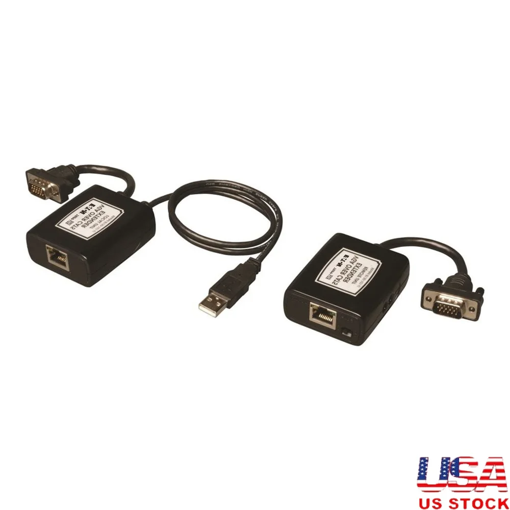USB Powered VGA over Cat5 Cat6 Video Extender Kit 500ft 1920x1440 Resolution Transmitter Receiver with EQ GAIN Controls