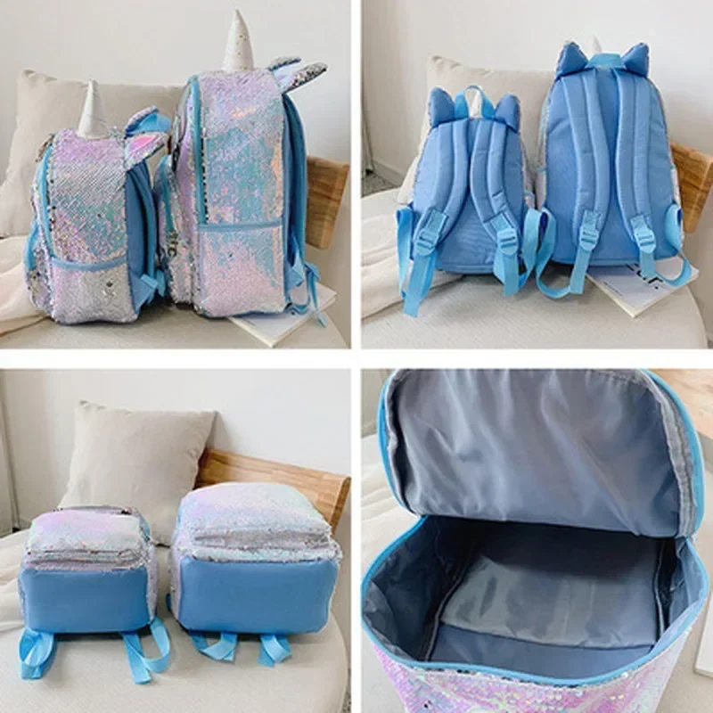 Mochila de unicornio con lentejuelas para niñas, bolso de gran capacidad, bolso de libros para niñas, bolso escolar para adolescentes y estudiantes, combina con todo