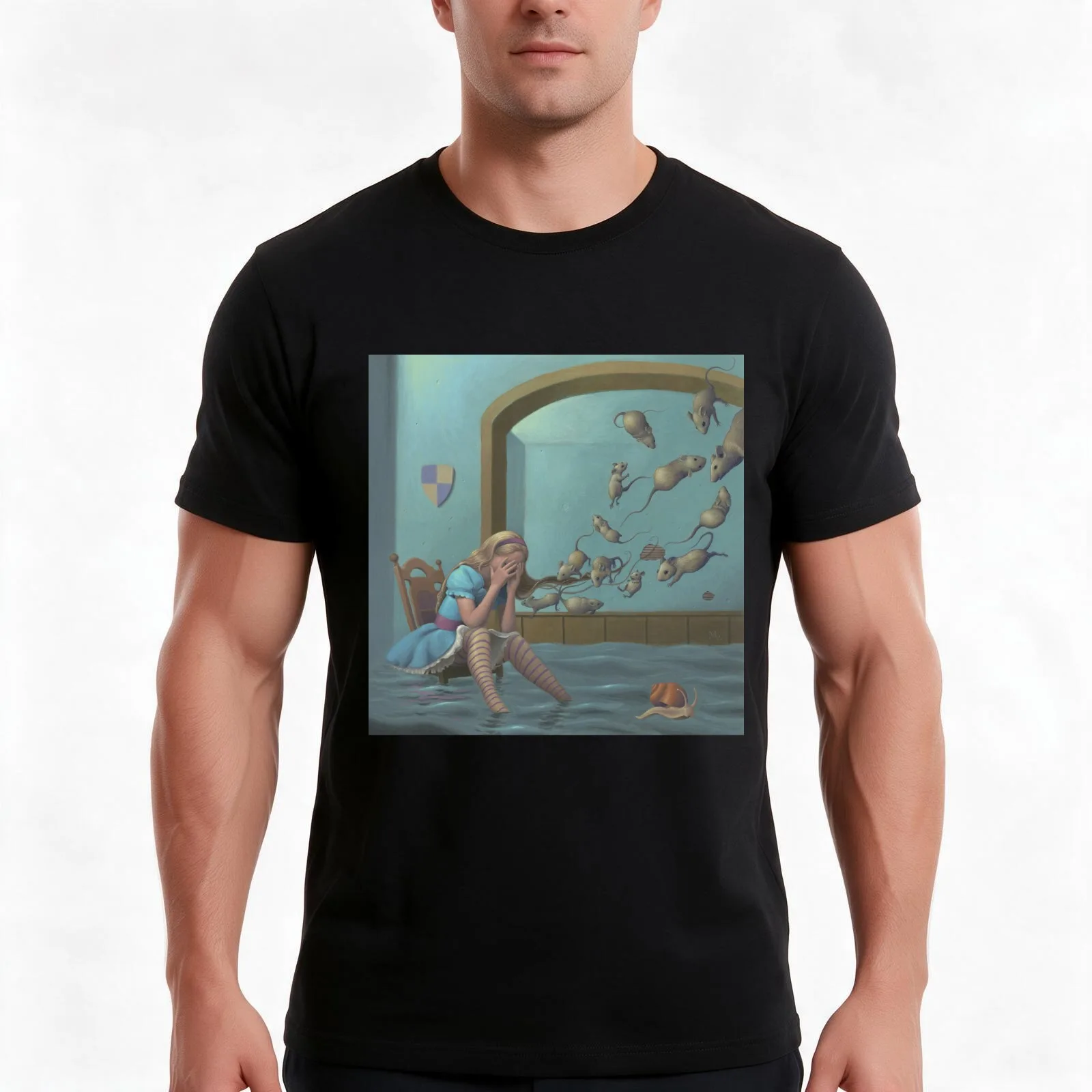 Alice's Pool of Tears T-Shirt, Summer Casual Cotton Tee, Oversized Streetwear Tops, Vintage Graphic Print, Unisex Men Women