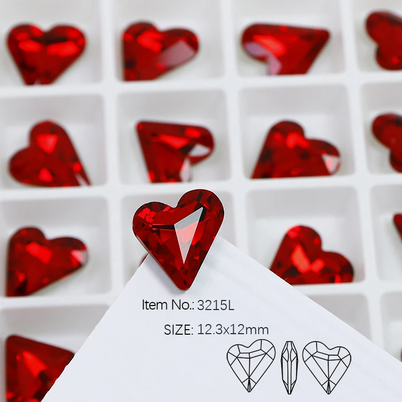 Heart Shape Pointed Back Glass Crystal Rhinestone Crystal Fancy Stone Loose Gemstone Rhinestone For DIY Jewelry Decoration