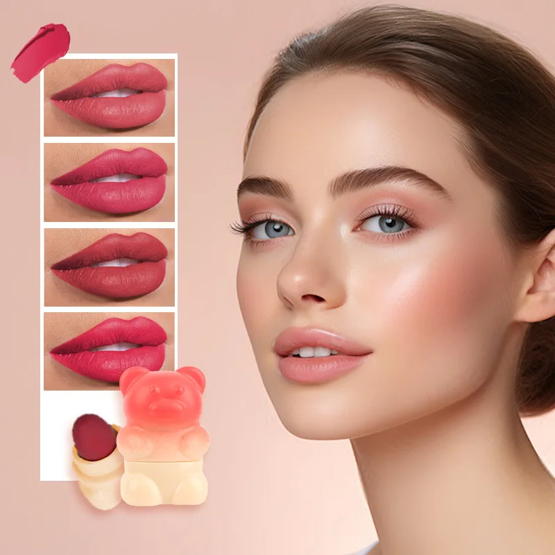 Matte samt feuchtigkeit spendende wasserdichte Antihaft-Tasse Lippenstift Set niedlichen Bären weichen Nebel Lippen balsam koreanische weibliche Make-up verbessern Glanz