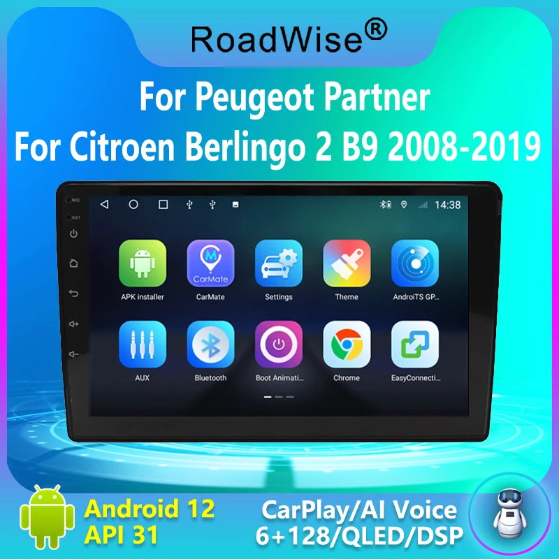 

8+256 For Citroen Berlingo For Peugeot Partner 2008 - 2019 Carplay Android Car Radio 4G Wifi GPS DVD BT Navi DSP 2 din Autoradio