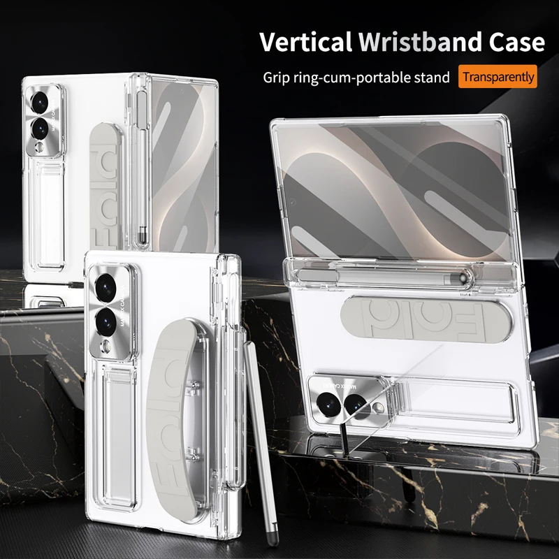 Case for Samsung Galaxy Z Fold8 Ultra Fold7 6 5 4 3 Z TriFold W26 Pen slot Elastic Wristband Bracket Mobile Phone Case Cover