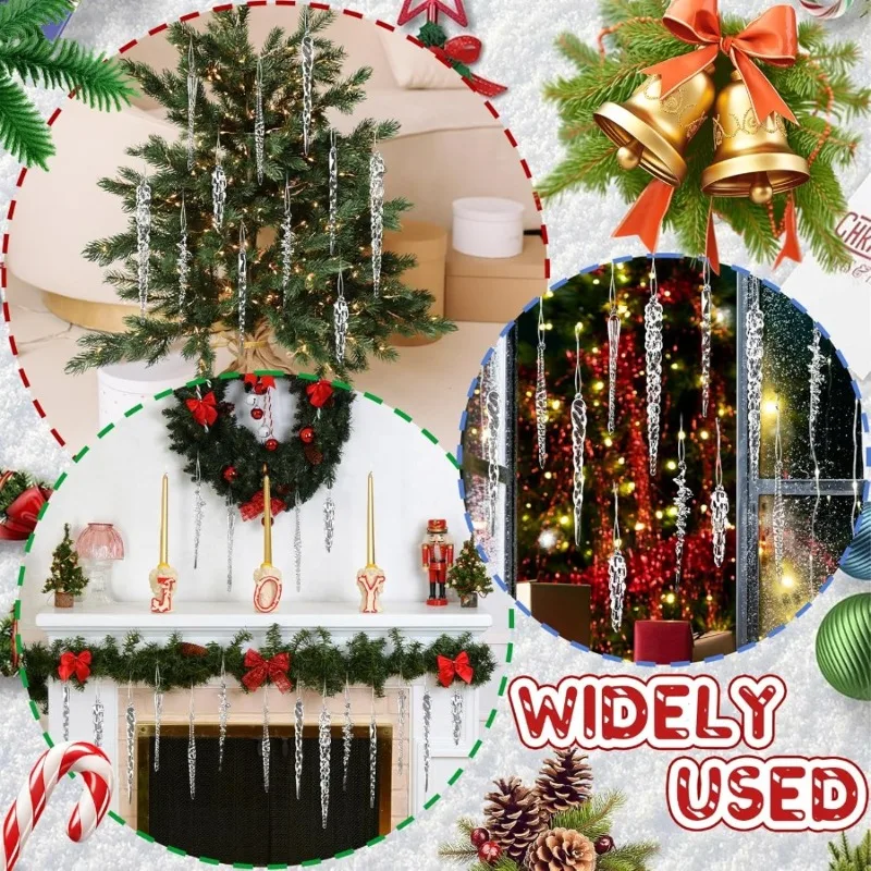 20 Pcs Clear Acrylic Christmas Icicle Ornaments Crystal Hanging Decor for Xmas Tree Winter Wedding Party image 5